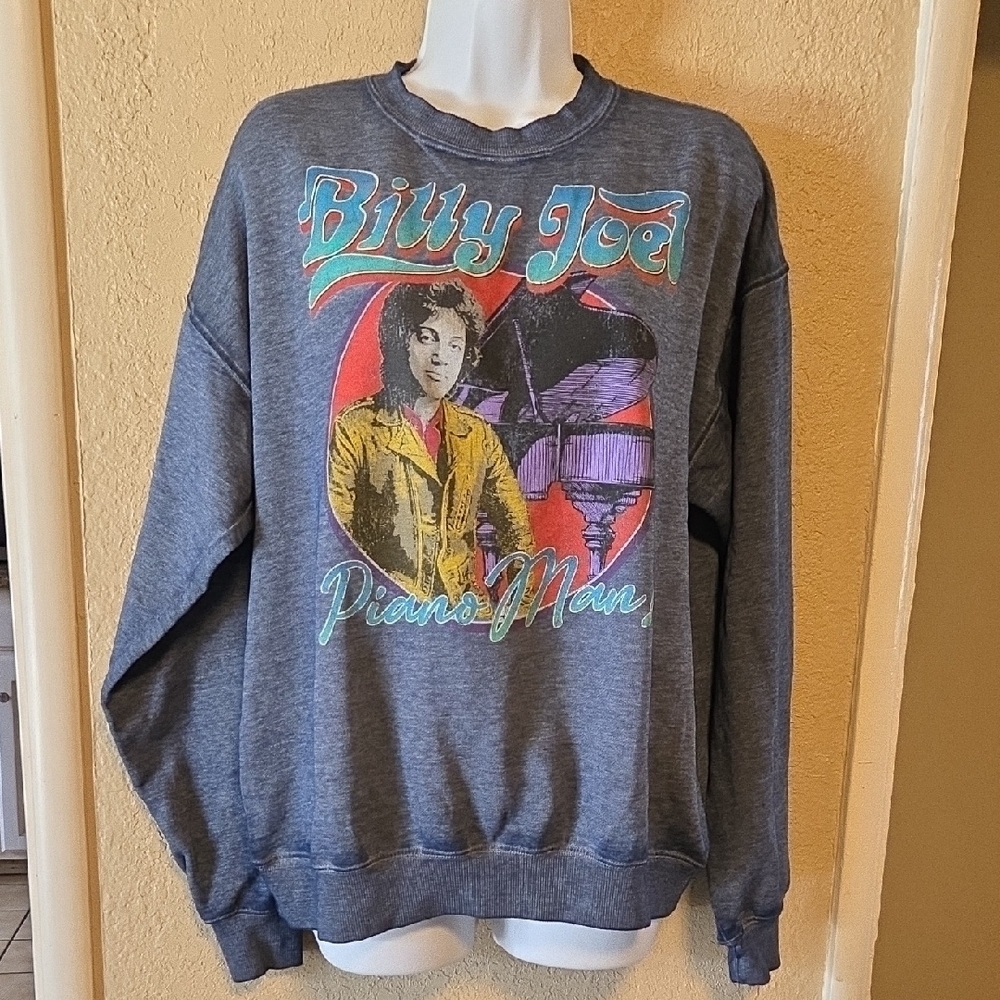 Gray Crewneck Sweater with Vintage Graphic Design - Picture 1 of 4